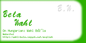 bela wahl business card